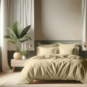 Housse de couette coton TERTIO® - Beige Ficelle pas cher