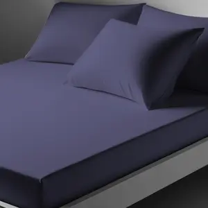 Drap housse coton TERTIO® - Bleu indigo pas cher