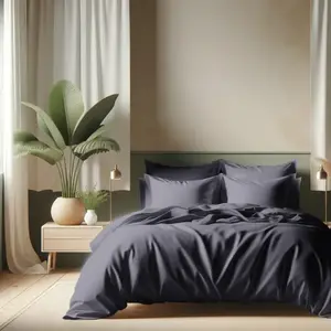 Housse de couette unie coton TERTIO® - Gris Anthracite pas cher