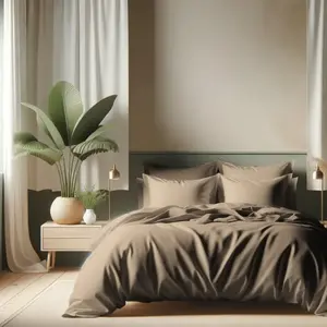 Housse de couette coton TERTIO® - Taupe pas cher