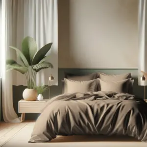 Housse de couette coton TERTIO® - Taupe pas cher