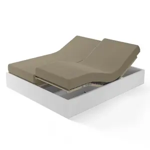 Drap-housse uni spécial sommier articulé pur coton Tertio® - Taupe pas cher