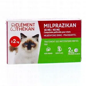 Cle ment the kan milprazikan 16mg/40mg 2 comprimés pelliculés pour cha... pas cher