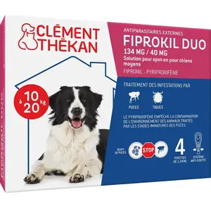 CLEMENT THEKAN Clément Thékan Fiprokil Duo Chiens 10-20kg 4 pipettes pas cher