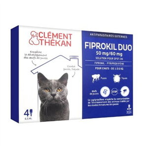 Comparateur de prix : Clément Thékan Fiprokil Duo Chat 1 - 6kg 4 pipettes
