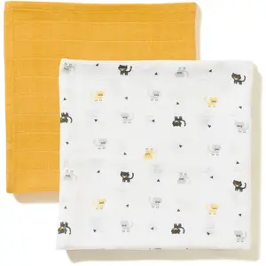Lot 2 Langes Coton Bio Jaune pas cher