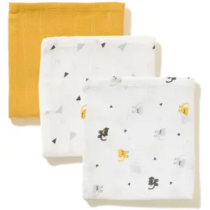 Lot 3 Langes Coton Bio Jaune pas cher
