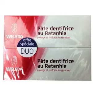 Comparateur de prix : Weleda Soin Bucco-Dentaire Pâte Dentifrice au Ratanhia Lot de 2 x 75ml