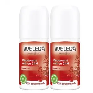 Comparateur de prix : Weleda - Duo Déodorant roll-on 24H Grenade - 2 x50 ml Déodorants 100 ml unisex