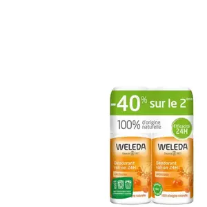 Comparateur de prix : Weleda Argousier Déodorant 24h Roll-On Bio Lot de 2 x 50ml