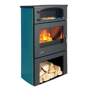 Poêle à Bois Godin Grand Chinon 2 363117 Chrome Bleu Boreal
