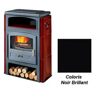 Poêle à Bois Godin Eco 2 363114 Ceramique Noir Brillant