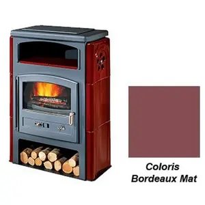 Poêle à Bois Godin Eco 2 363114 Ceramique Bordeaux Mat