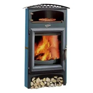 Poêle à Bois Godin Brulhaut 2 364133 émaille Bleu Boreal pas cher