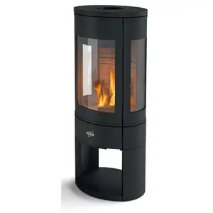 Comparateur de prix : Godin Poêle à bois ROSNAY étanche - 7 kW - Rdt: 76,7% - B. 33 cm - Eco Control - Noir