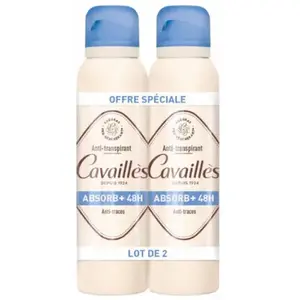 Rogé cavailles déodorant absorb+ lot de 2x150ml spray