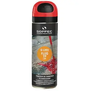 Traceur de chantier Fluo TP 500ml - rouge - SOPPEC - 141513O