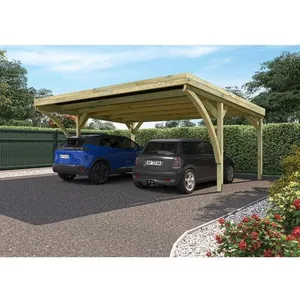 Comparateur de prix : Forest Style Carport en bois traité DOUBLE VICTOR MODERN 2 voitures 6,04x5,12x2,74m
