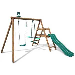 Comparateur de prix : Balançoire - SOULET - Menthe - en bois traité 2 agrès et toboggan