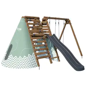 Comparateur de prix : Soulet Aire de Jeux en Bois avec Toboggan et Mur d'escalade Apollon
