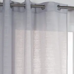 Rocle Voilage uni à fils fantaisie (140x260 cm - Gris clair)