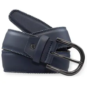 Ceinture en Cuir & Croute de Cuir bleue T.85/100 pas cher