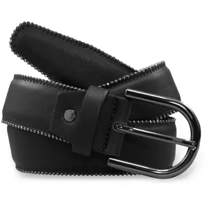 Ceinture en Cuir & Croute de Cuir noire T.90/105 pas cher