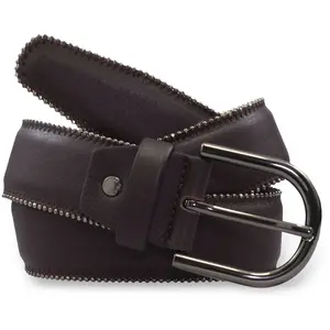Ceinture en Cuir & Croute de Cuir marron T.90/105 pas cher