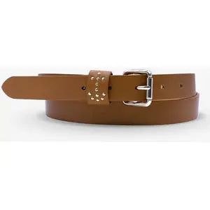 Ceinture femme en Cuir boucle passant studs ancre cognac T.85/100 pas cher