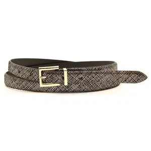 Ceinture en Cuir & Croute de Cuir bleu jean T.90/105 pas cher