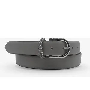 Ceinture femme en Cuir type strass grise T.90/105 pas cher
