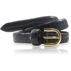 Ceinture en Cuir & Croute de Cuir noire T.90/105 pas cher