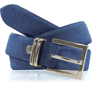 Ceinture en Cuir & Croute de Cuir bleu jean T.95/110 pas cher
