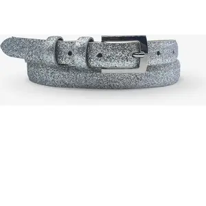Ceinture femme en Cuir métallique pailleté argentée T.100/115 pas cher