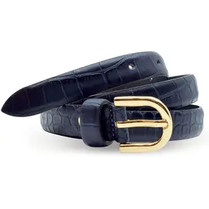 Ceinture en Cuir & Croute de Cuir bleue T.95/110 pas cher