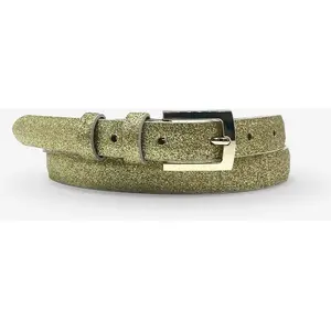 Ceinture femme en Cuir métallique pailleté dorée T.95/110 pas cher