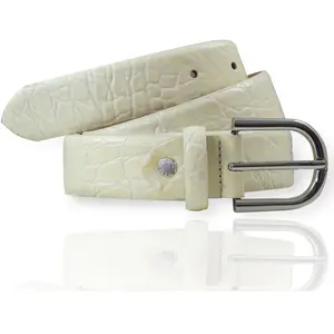 Ceinture en Cuir F-6 beige T.90/105 pas cher