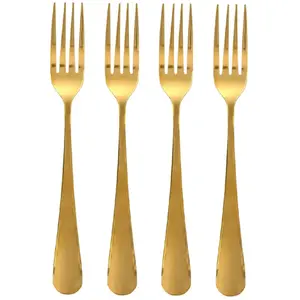 Comparateur de prix : - Lot de 4 Fourchettes en Inox "Gold" 20cm Or