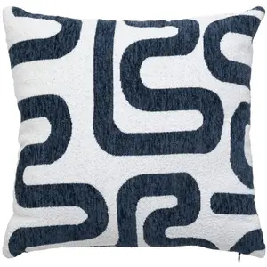 Coussin jacquard Safina Bleu égéen 40x40cm - Atmosphera createur d'interieur pas cher