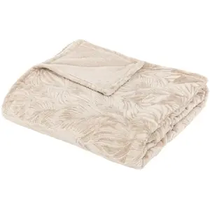 Plaid flanelle Roy beige 180x230cm Atmosphera créateur d'intérieur pas cher