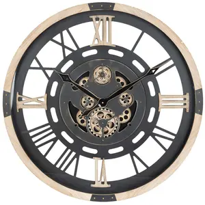 Comparateur de prix : Horloge mécanique bois D80cm - Atmosphera createur d'interieur - Noir