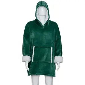 Plaid sweet avec manches Vert et Blanc L-XL - Feeric Christmas pas cher