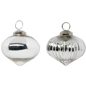 Comparateur de prix : FÉÉRIC LIGHTS AND CHRISTMAS Créateur d'intérieur - Lot de 2 Boules de Noël en Verre Goutte 8cm Argent