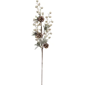 FEERIC LIGHTS & CHRISTMAS Branche décorative spéciale fêtes Pommes de Pin et Billes dorées H 75 cm pas cher