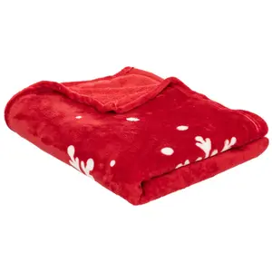 FEERIC LIGHTS & CHRISTMAS - Plaid Rouge Merry Christmas 130x180cm pas cher