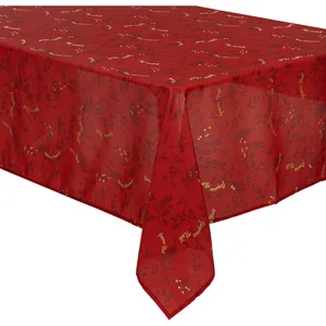 Nappe de Fêtes anti-taches Rouge imprimé Joyeux Noël doré 140 x 360 cm