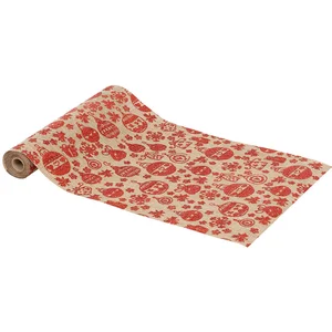 Atmosphera Chemin de table Tissu Beige avec Boules de noël Rouge pailleté 28 x 300 cmVendu parcarrefour