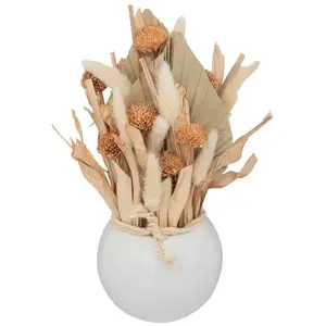 Comparateur de prix : ATMOSPHERA Composition de Fleurs Séchées Vase en Céramique D. 10 x H. 25 cm