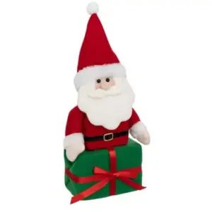 ATMOSPHERA Père Noël traditionnel Rouge et Blanc avec paquet cadeau H 35 cm pas cher
