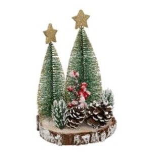 Sapin Déco en Bois "Rondin" 20cm Marron